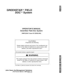 John Deere GreenStar Field Doc System Operator's Manual (OMPC20341)