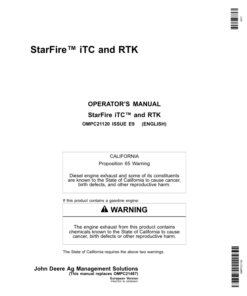 John Deere StarFire iTC, RTK Operator's Manual (OMPC21120)