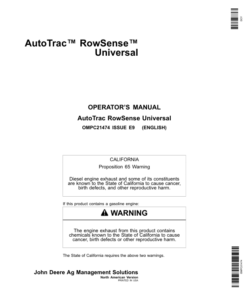 John Deere AutoTrac RowSense Universal Operator's Manual (OMPC21474)