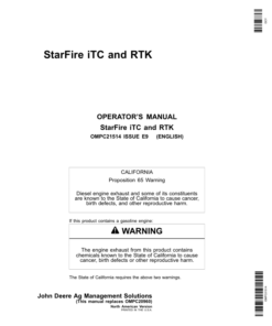 John Deere StarFire iTC, RTK Operator's Manual (OMPC21514)