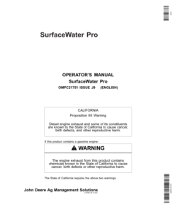 John Deere SurfaceWater Pro GS2 2600 Display Operator's Manual (OMPC21751)