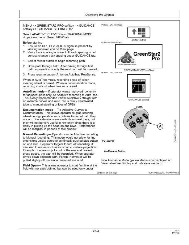 John Deere AutoTrac RowSense SPFH Forage Harvester Operator's Manual (OMPFP10199) - Image 2