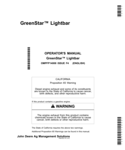 John Deere AMS GreenStar Lightbar Operator's Manual (OMPFP14000)