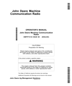 John Deere Machine Communication Radio Operator's Manual (OMPFP15135)