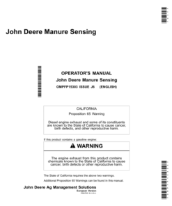 John Deere Manure Sensing Operator's Manual (OMPFP15303)