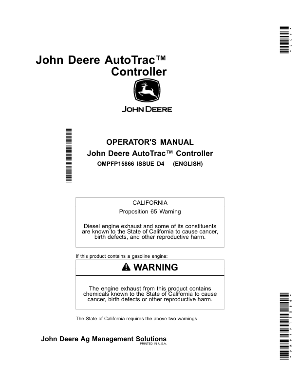 John Deere AutoTrac Controller Operator's Manual (OMPFP15866)