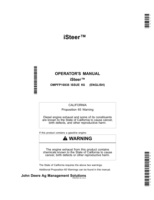 John Deere iSteer Operator's Manual (OMPFP16938)