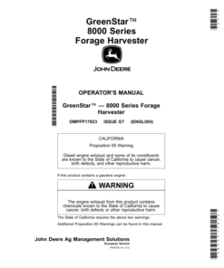 John Deere GreenStar 8000 Series Forage Harvesters Operator's Manual (OMPFP17823)