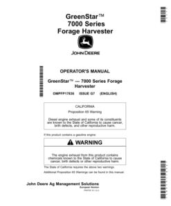 John Deere GreenStar 7000 Series Forage Harvesters Operator's Manual (OMPFP17836)