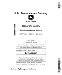 John Deere Manure Sensing Operator's Manual (OMPFP19948)