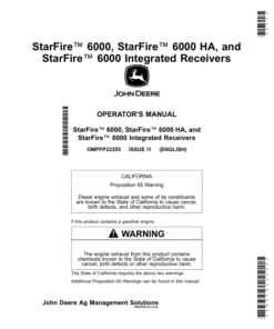 John Deere StarFire 6000, StarFire 6000 HA, StarFire 6000 Integrated Receivers Operator's Manual (OMPFP22255)