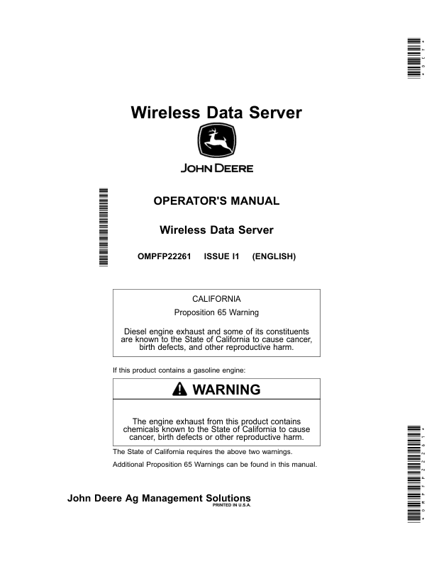 John Deere Wireless Data Server Operator's Manual (OMPFP22261)