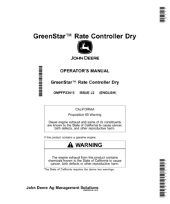 John Deere GreenStar Rate Controller Dry Operator's Manual (OMPFP23415)