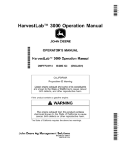 John Deere HarvestLab 3000 Operation Manual (Worldwide Edition) Operator's Manual (OMPFP24114)