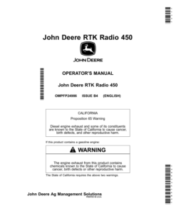 John Deere RTK Radio 450 Operator's Manual (OMPFP24986)