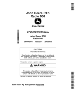 John Deere RTK Radio 900 Operator's Manual (OMPFP24987)