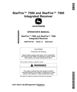 John Deere StarFire 7500, StarFire 7500 Integrated Receiver Operator's Manual (OMPFP25189)