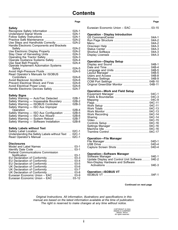 John Deere G5 CommandCenter Software Version: 10.30.xxxx-XXX Operator's Manual (OMPFP25768) - Image 3