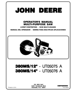 John Deere 380MS/12" (UT05075A) & 380MS/14" (UT05076) Multi Purpose Saw Operator's Manual (OMPS00092)