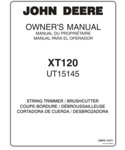 John Deere XT120 String Trimmer/Brushcutter (UT15145) Operator's Manual (OMPS01071)