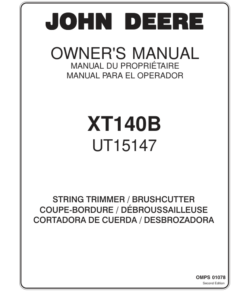 John Deere XT140B String Trimmer/Brushcutter (UT15147) Operator's Manual (OMPS01078)