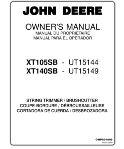John Deere XT105SB (UT15144) & XT140SB (UT15149) String Trimmer/Brushcutter Operator's Manual (OMPS01090)