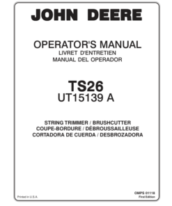 John Deere TS26 String Trimmer/Brushcutter (UT15139A) Operator's Manual (OMPS01118)
