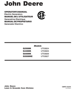 John Deere G2500K, G4400K, G5500K, G5500KE Electric Generators Operator's Manual (OMPS02245)