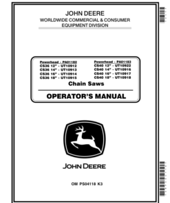 John Deere CS36, CS40 Chain Saws Operator's Manual (OMPS04118)