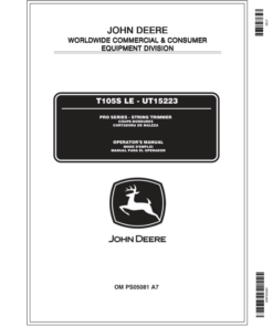John Deere T105SLE String Trimmer (UT15223) Operator's Manual (OMPS05081)