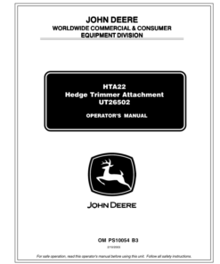 John Deere HTA22 Hedge Trimmer Attachment Operator's Manual (OMPS10054)