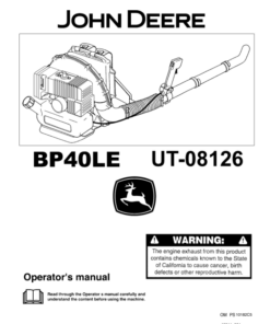 John Deere PB40LE BackPack Blower (UT01826) Operator's Manual (OMPS10182)