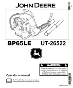 John Deere BP65LE Power Blower (UT26522) Operator's Manual (OMPS10738)