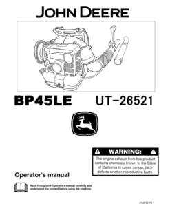 John Deere Blower Operator's Manual (OMPS10913)