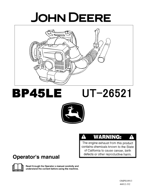 John Deere Blower Operator's Manual (OMPS10913)