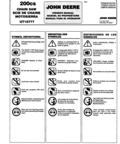 John Deere 200CS Chain Saw 14-Inch (UT10793), 16-Inch (UT10777A) Operator's Manual (OMPS16053A)