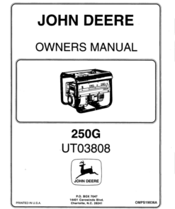 John Deere 250G Generator (UT03808) Operator's Manual (OMPS19836A)