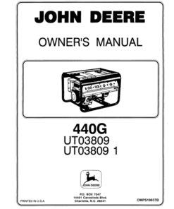 John Deere 440G Generator (UT03809A, UT038091A) Operator's Manual (OMPS19837B)