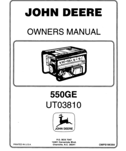 John Deere 550GE Generator (UT03810) Operator's Manual (OMPS19838A)