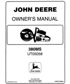 John Deere 380MS Multi Purpose Saw (UT05058, UT05066) Operator's Manual (OMPS19886A)