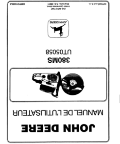 Alternative view of John Deere 380MS Multi Purpose Saw (UT05058, UT05066) Operator's Manual (OMPS19886A)