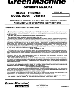 John Deere 2600h Hedge Trimmer Operator's Manual (OMPS19912)