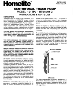 John Deere 121TP2, HTP2 Self Priming Trash Pump Operator's Manual (OMPS19956A)