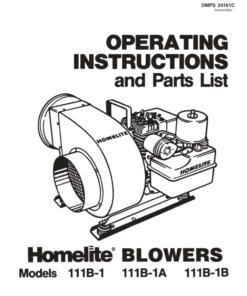 John Deere 111B-1, 111B-1A , 111B-1B Blowers Operator's Manual (OMPS24161C)