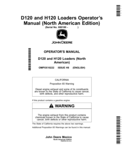 John Deere D120, H120 Loaders Operator's Manual (OMPXX10222)