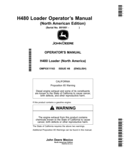 John Deere H480 Loaders Operator's Manual (OMPXX11163)