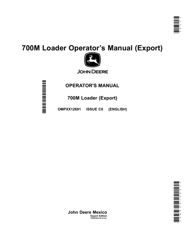 John Deere 700M Loader Operator's Manual (OMPXX12691)