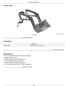 Alternative view of John Deere 120E Loader (North American) Operator's Manual (OMPXX14114)