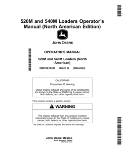 John Deere 520M, 540M Loaders Operator’s Manual (North American) Operator's Manual (OMPXX14300)