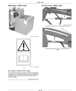 Alternative view of John Deere 120R, 220R Loaders Operator’s Manual (UK Edition) Non Self-Leveling Loaders Manufactured in July 2020, Forward Operator's Manual (OMPXX16597)